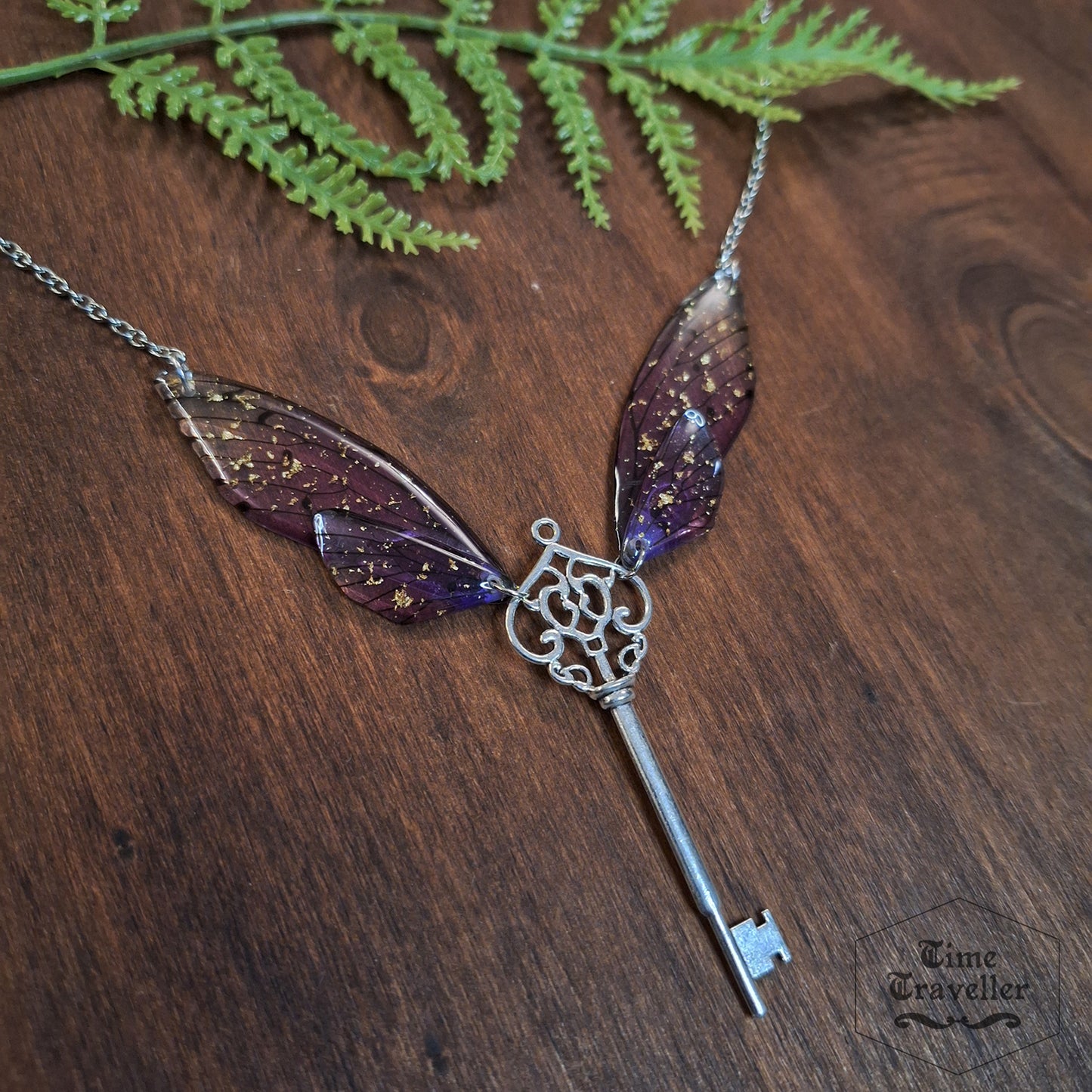 Fairy big purple flying key - Necklace