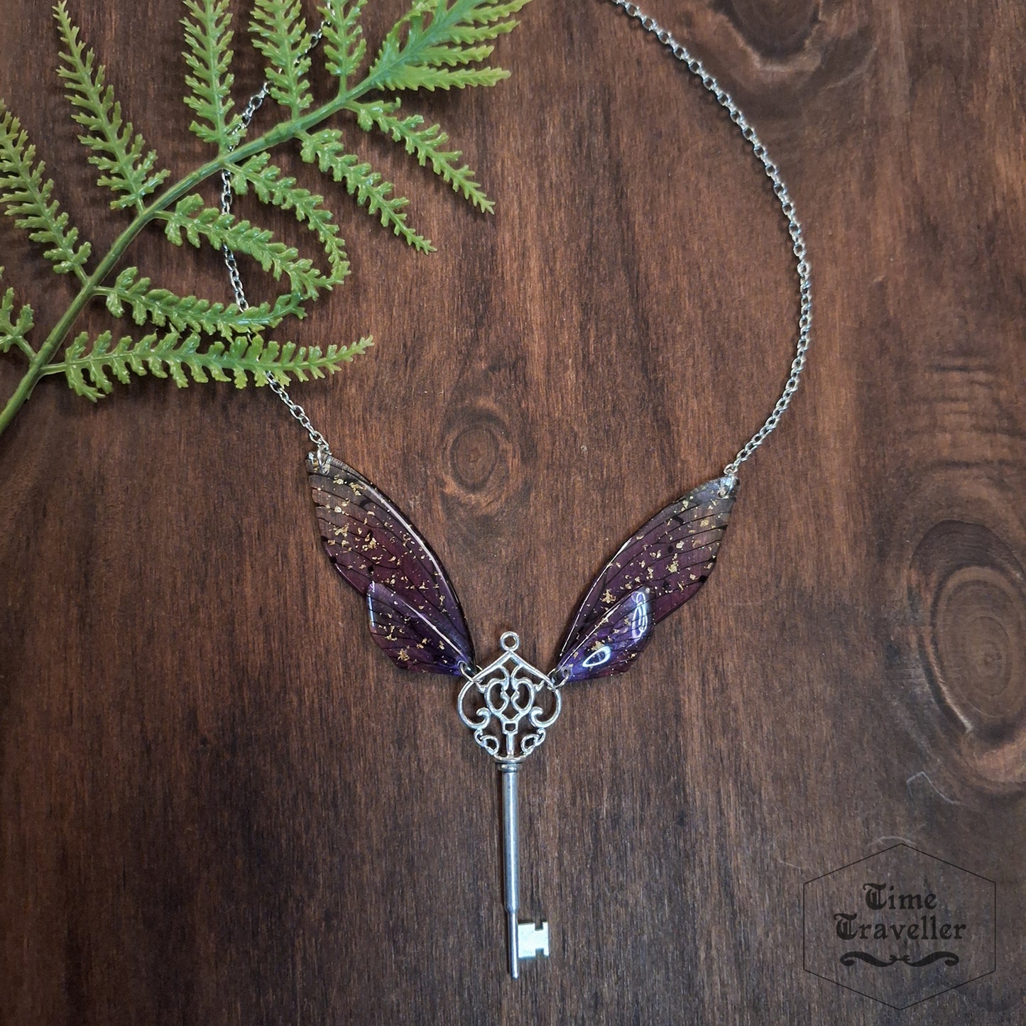 Fairy big purple flying key - Necklace
