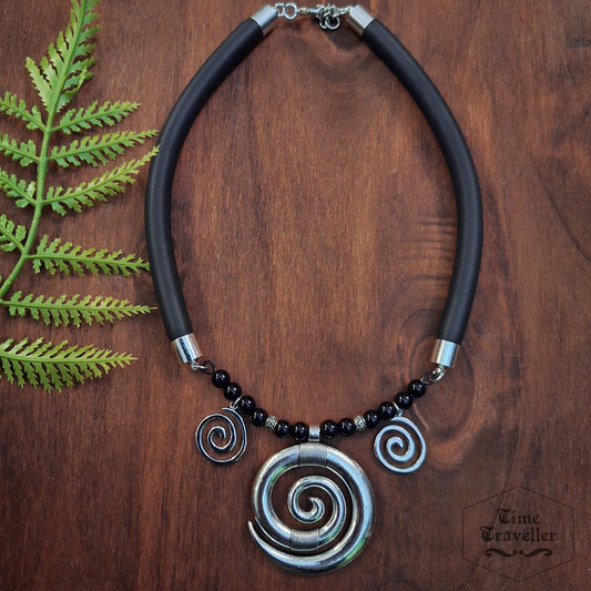 Dark Magic silver Swirl A006- Necklace