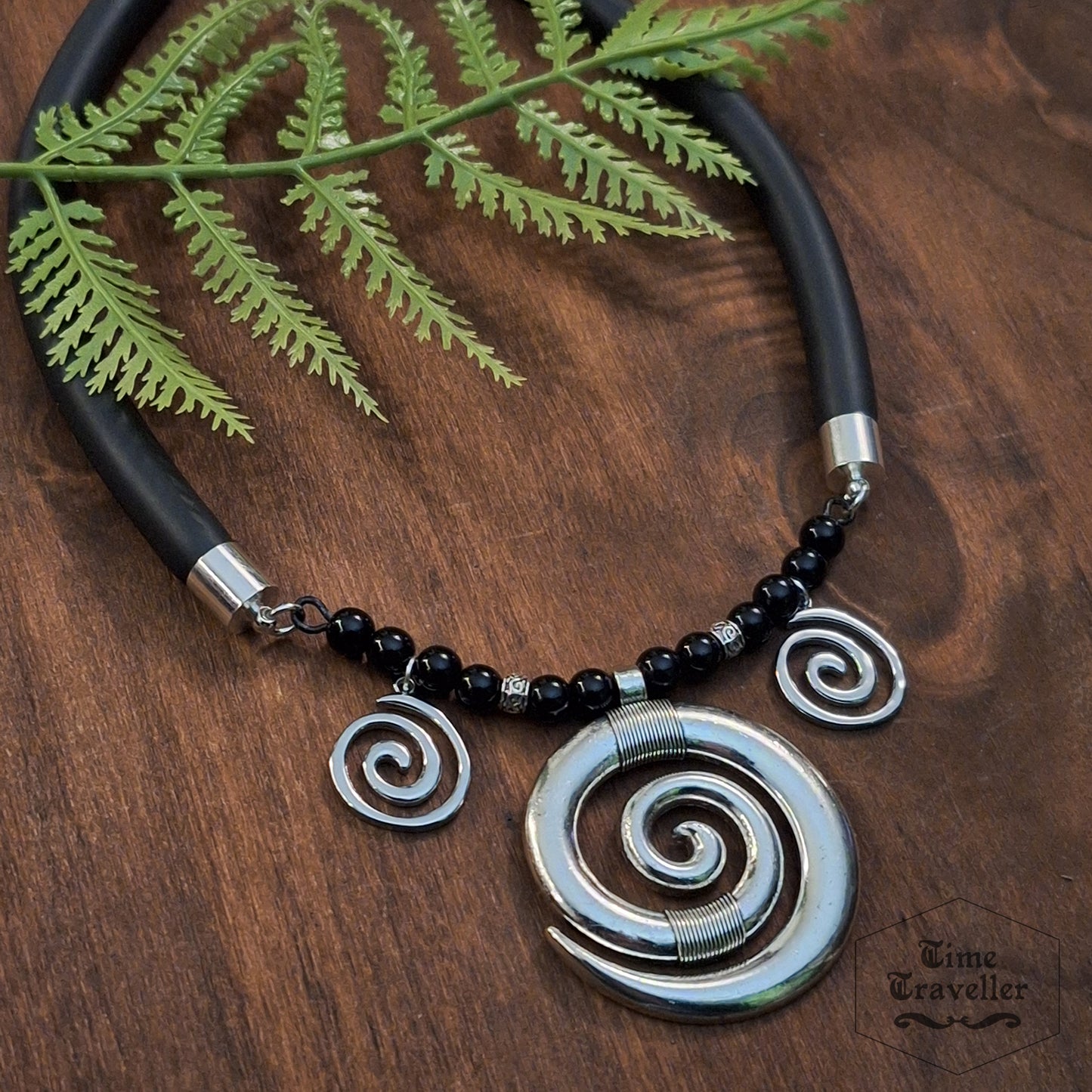 Dark Magic silver Swirl A006- Necklace