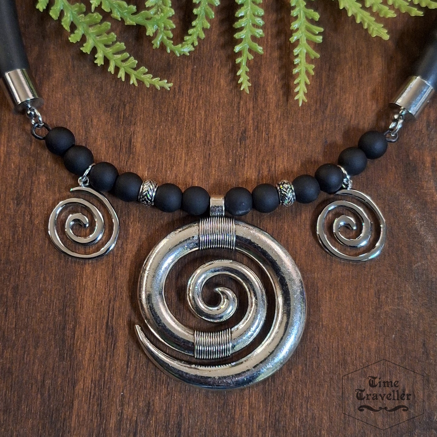 Dark Magic silver Swirl matt  A010- Necklace