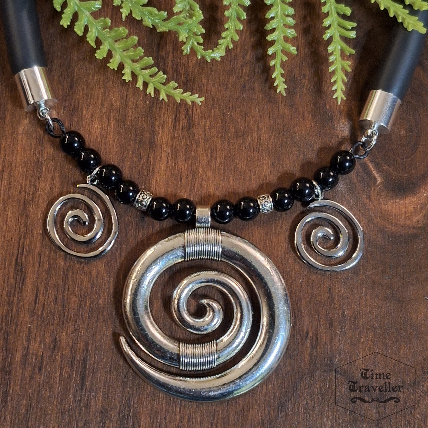 Dark Magic silver Swirl A006- Necklace