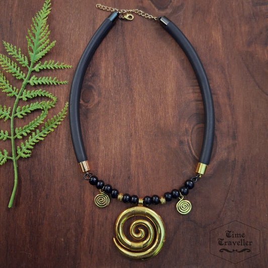 Dark Magic Gold Swirl A008- Necklace