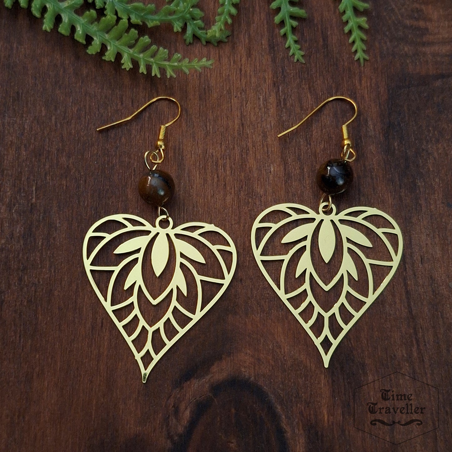 Forest Dweller Tiger Eye leaf - Earrings