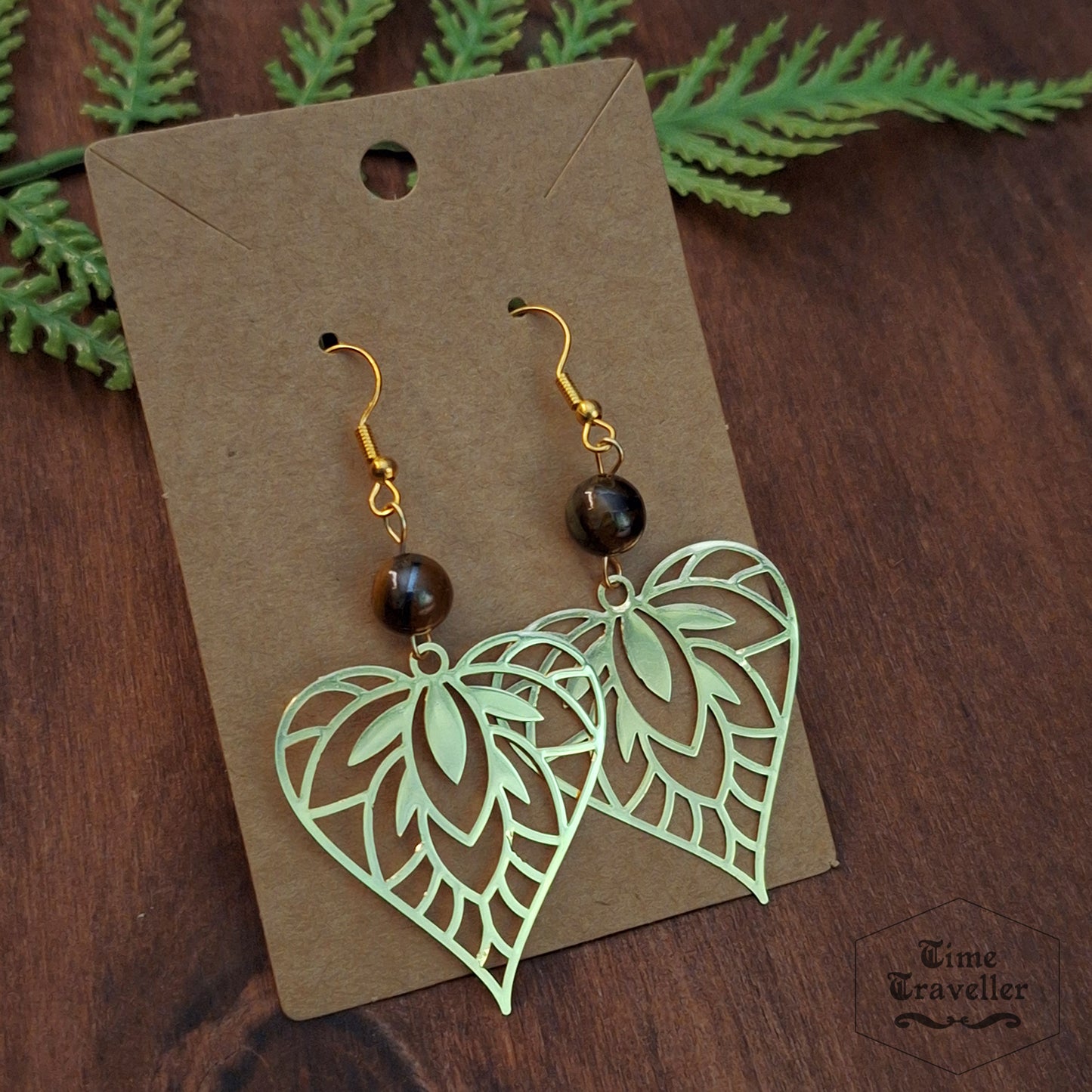 Forest Dweller Tiger Eye leaf - Earrings